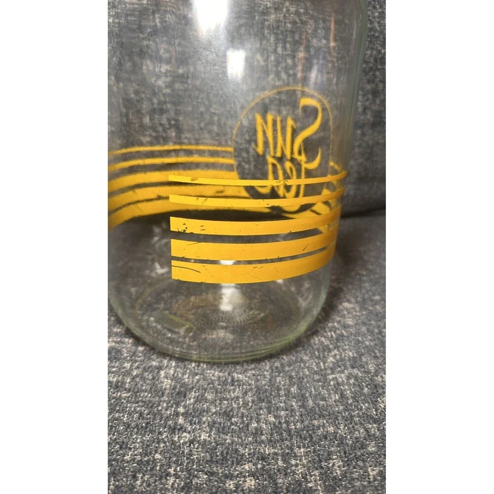 Vintage Sun Tea Glass Jar Orange Striped Flip Top Lid 1 Gallon Retro